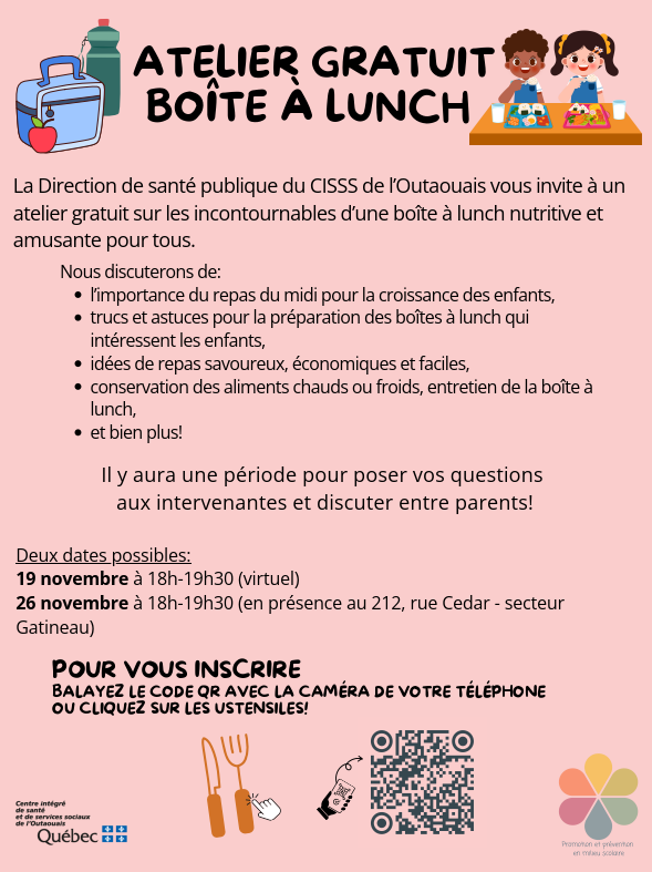 Participez à l'atelier « Boîte à lunch » du CISSSO 1 Capture decran 2025 11 12 084349